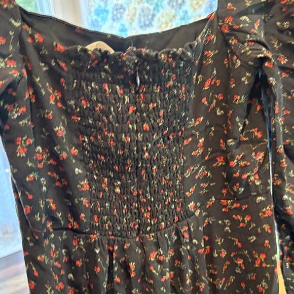 OAK + FORT Black Floral Long Sleeve Dress - Picture 4 of 6